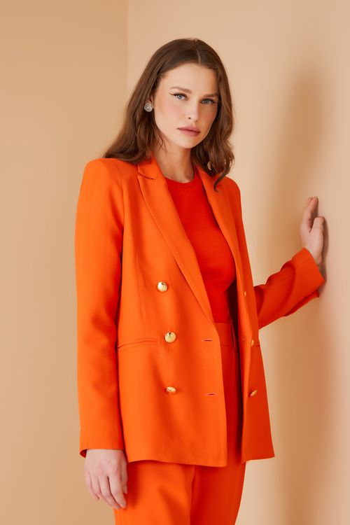 Blazer Botões  Crepe - Coral