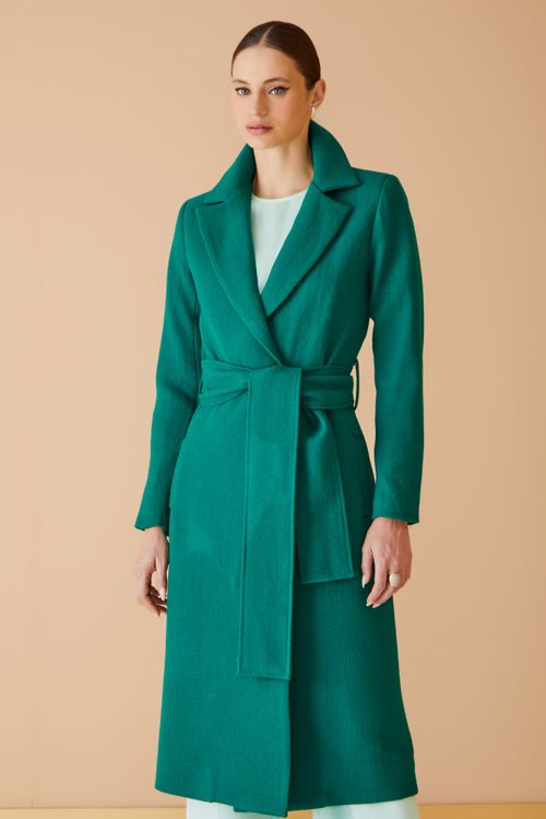 Casaco Trench Coat Lã - Verde Esmeralda