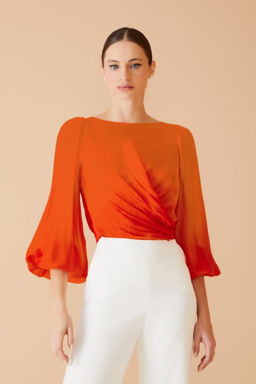 Blusa Transpasse Transparência - Coral