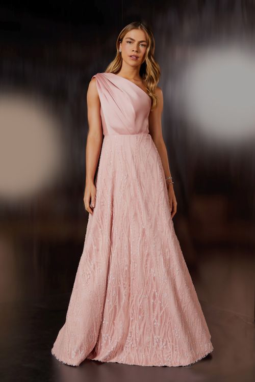 Vestido Longo Emma - Rosa Bebê