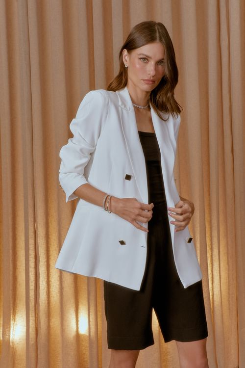 Blazer Classico Botões Contrastantes - Off White