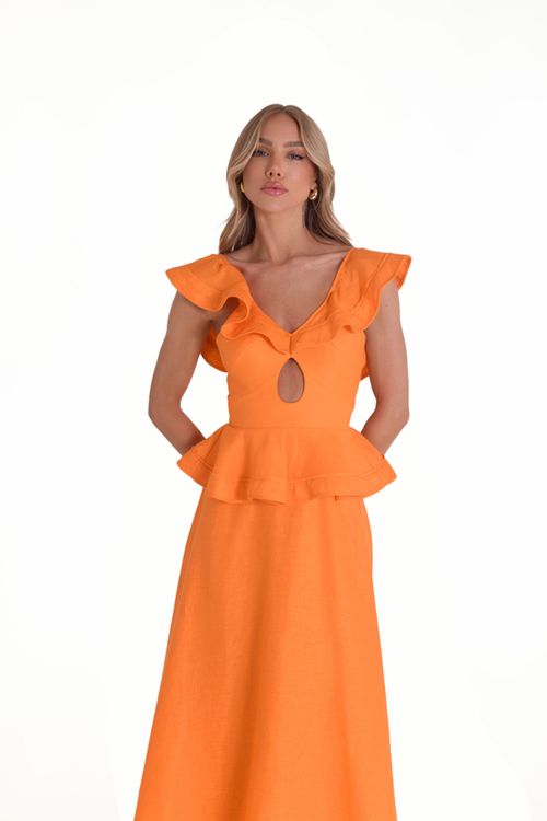 Vestido Midi Miranda - Tangerina