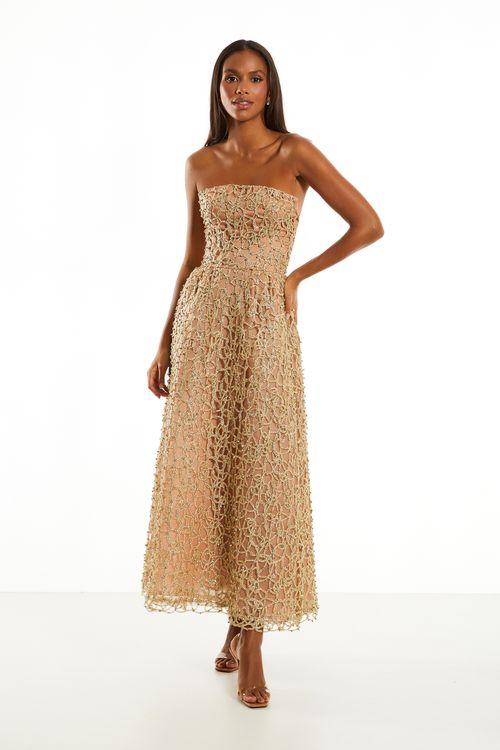 Vestido Midi Cora - Dourado