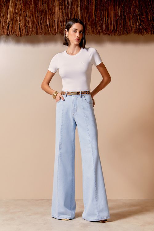 Calça Jeans Pantalona - Jeans Claro