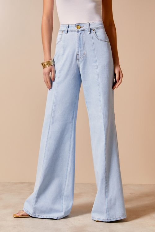 Calça Jeans Pantalona - Jeans Claro