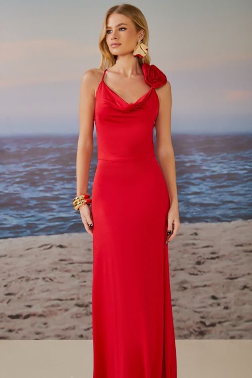 Vestido Longo Liz Decote Costas - Red