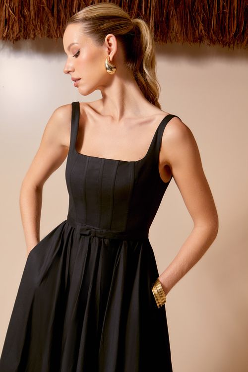 Vestido Midi Corselet Gode - Preto