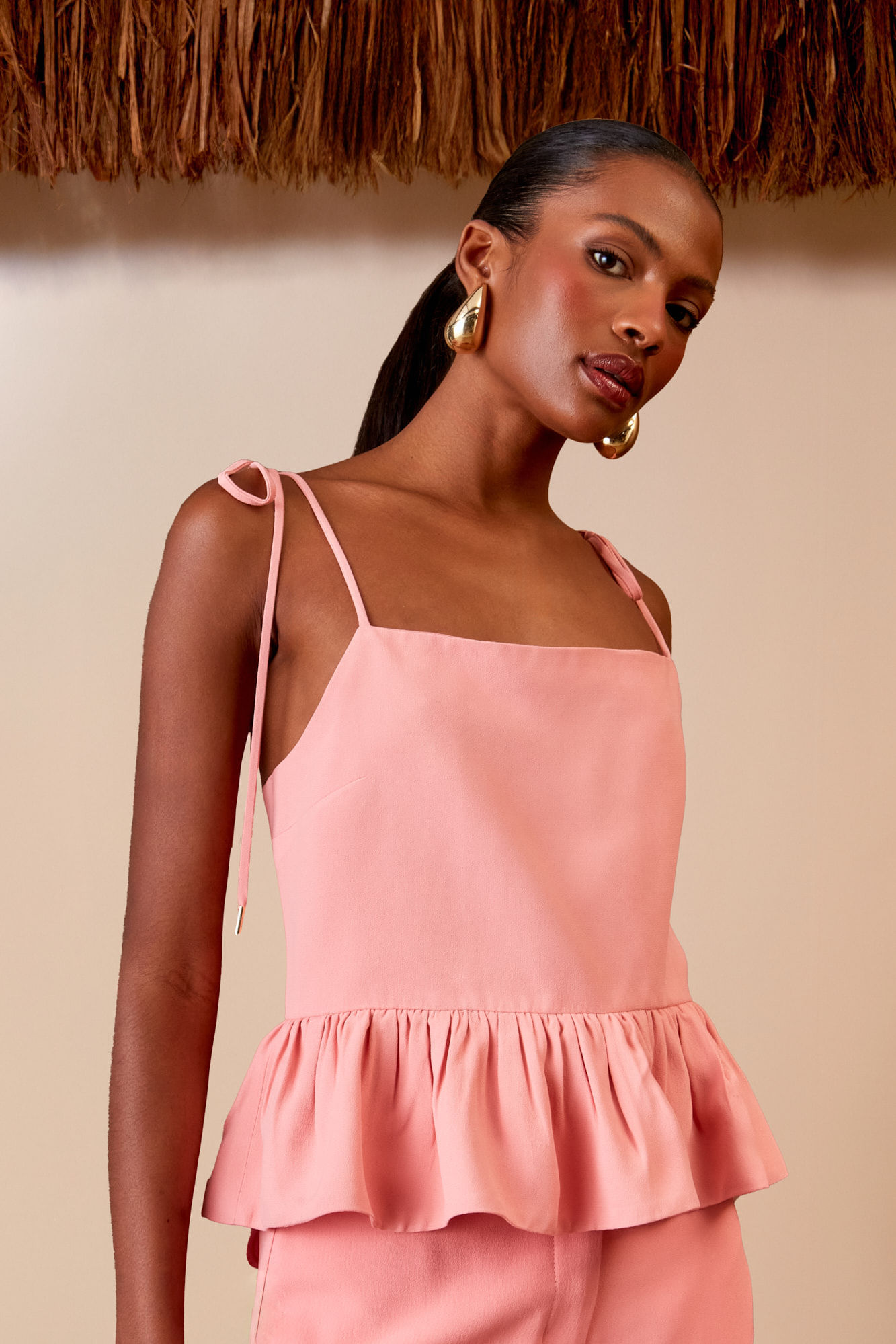 Blazer Feminino Botões Crepe Coral | Agilità