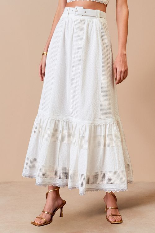 Saia Midi Cinto Forrado - Off White