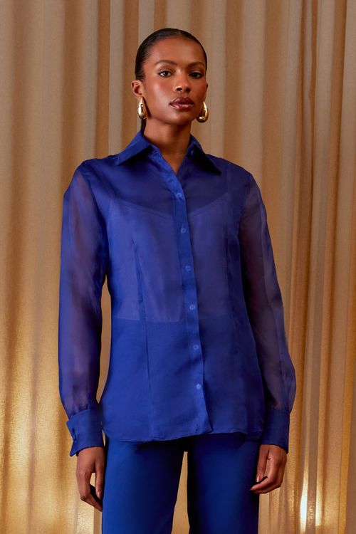 Camisa Clássica Organza - Azul Diana