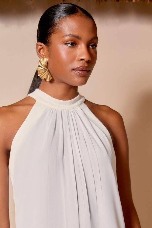 Blusa Transparência Detalhe Canelado - Off White