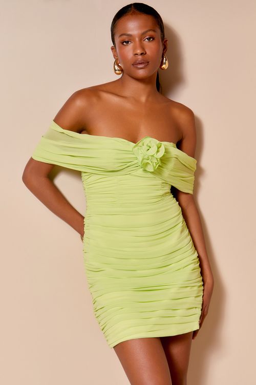 Vestido Curto Detalhe Drape - Verde Carmem