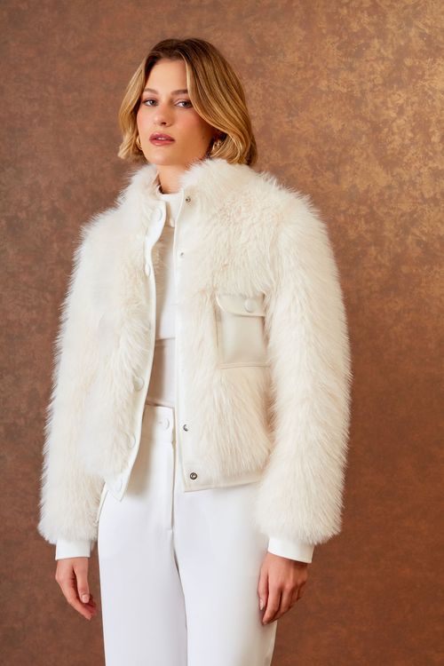 Casaco Mix Pelo - Off White