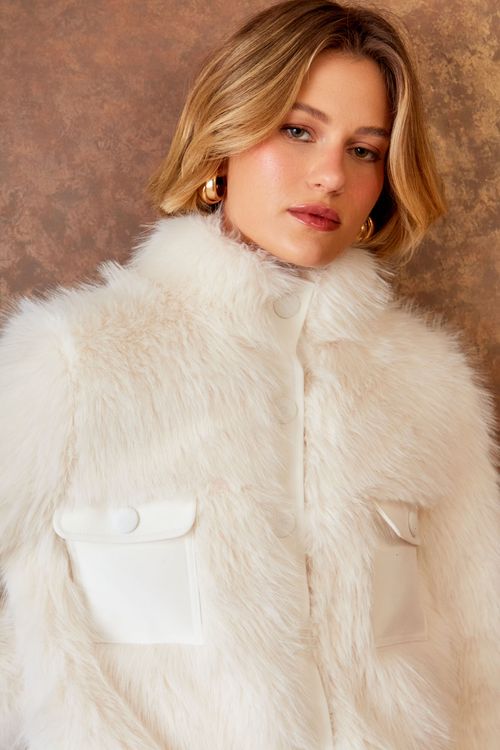 Casaco Mix Pelo - Off White