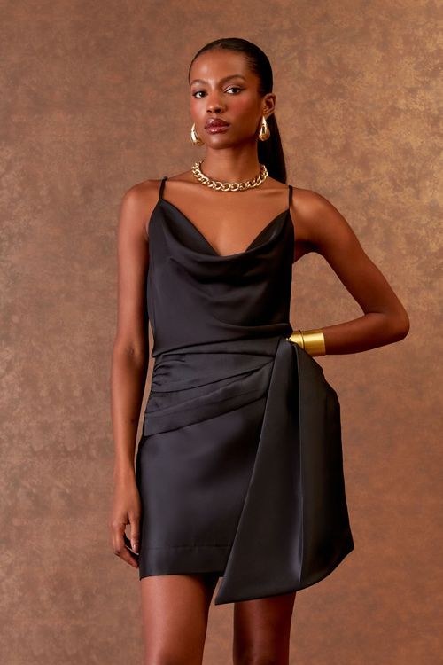 Saia Curta Pala Drape - Preto