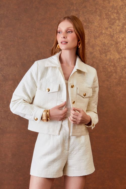 Casaco Matelasse Botões - Off White