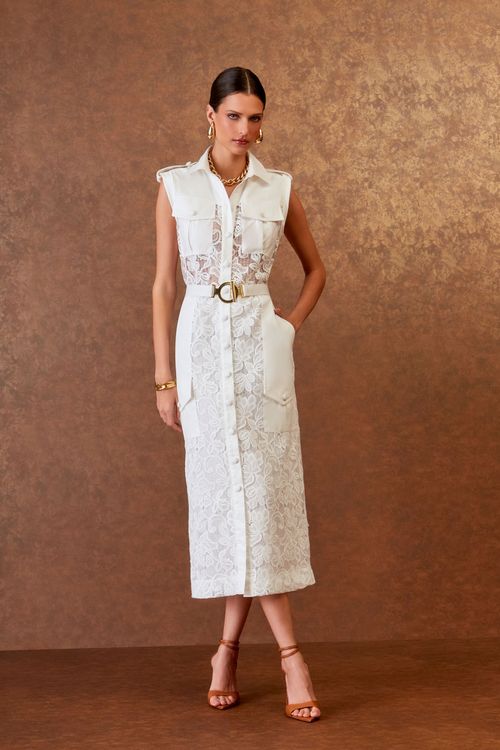 Chemisie Midi Mix Tecidos - Off White
