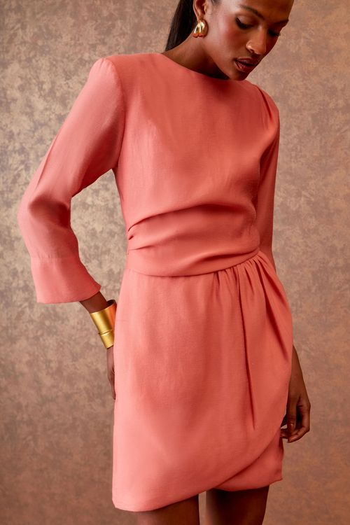 Vestido Curto Drapeado - Blush
