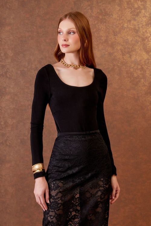 Body Manga Longa New - Preto