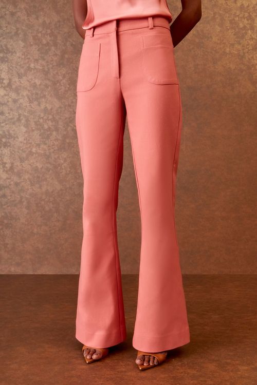 Calça Reta Bolsos Frente - Blush