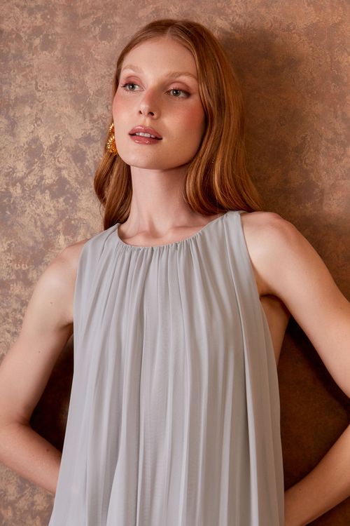 Vestido Curto Decote Franzido