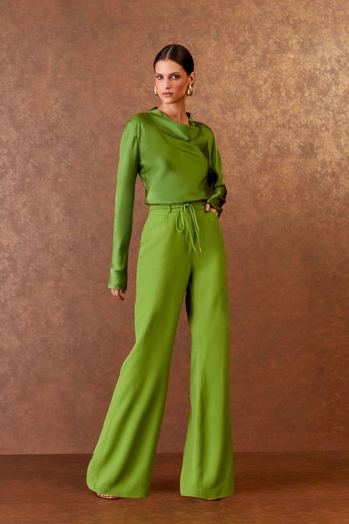 Calça Detalhe Prega Cós - Olive