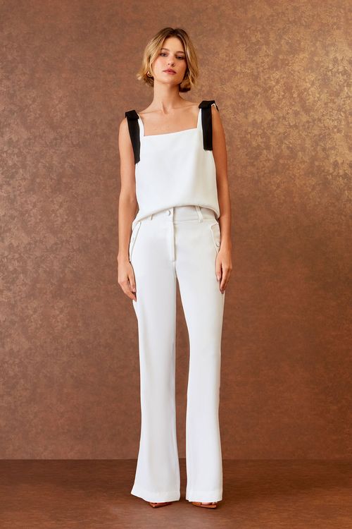 Calça Bolso Com Vira - Off White