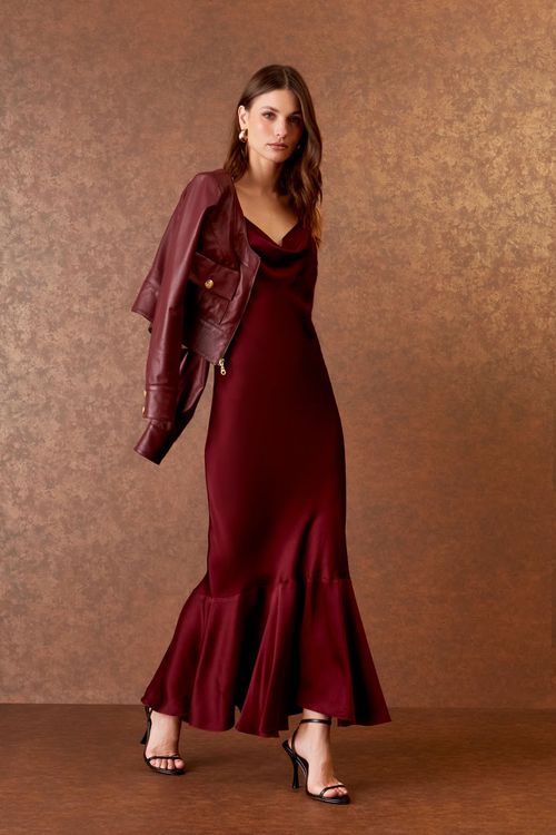 Vestido Midi Degage Sleep Dress - Bordeaux