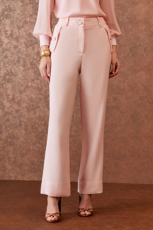 Calça Bolso Com Vira - Macaron