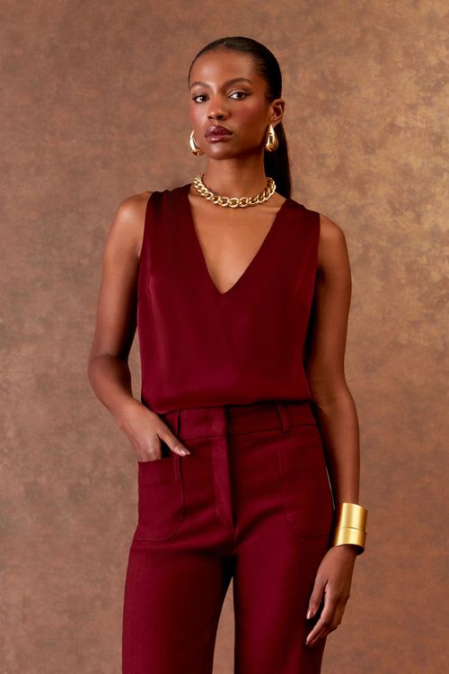 Blusa Decote Profundo - Bordeaux