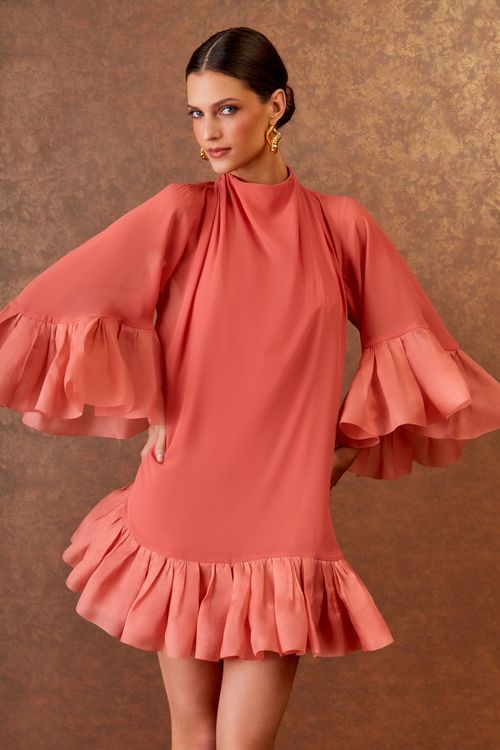 Vestido Babado Detalhe Organza - Blush