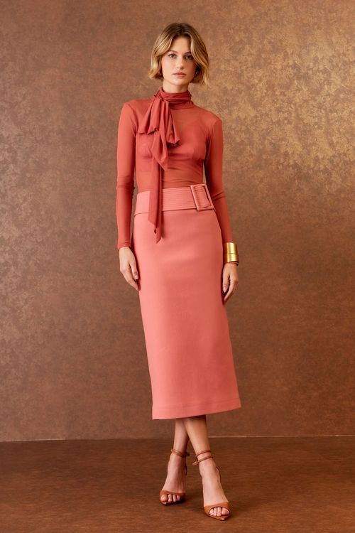 Blusa Foulard Tule - Blush
