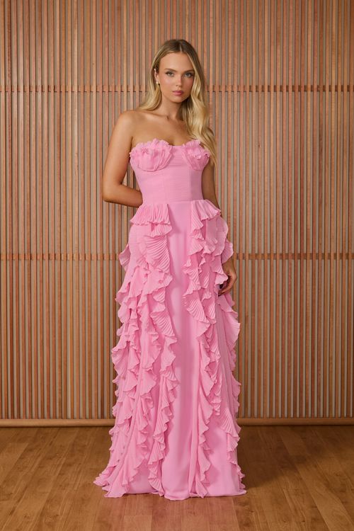 Vestido Longo Fernanda Babados Plicados - Ballet