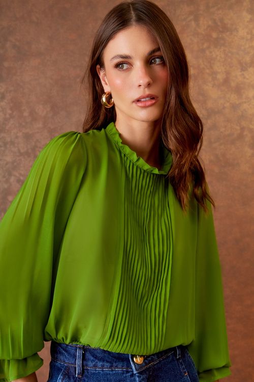 Blusa Detalhe Pregas - Olive