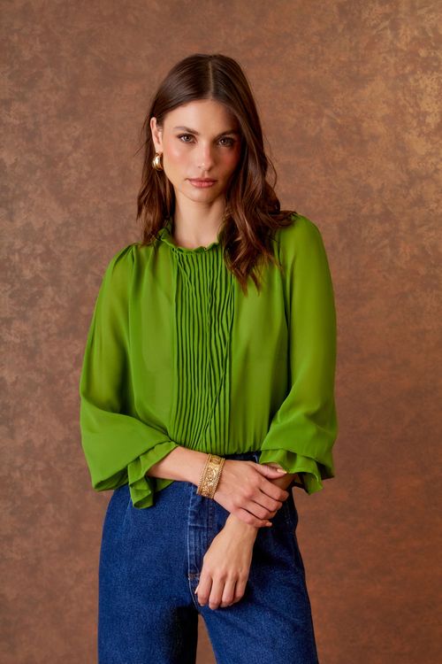 Blusa Detalhe Pregas - Olive