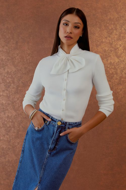 Casaco Gola Laço - Off White