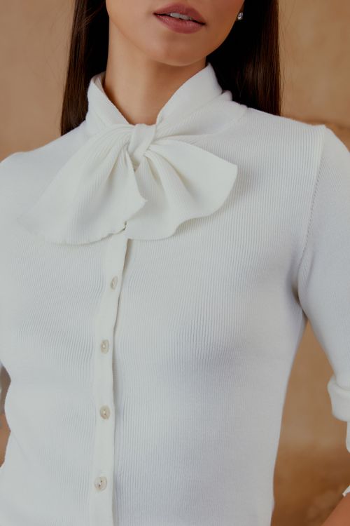 Casaco Gola Laço - Off White
