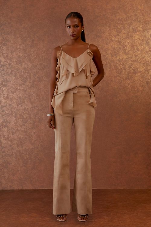 Calça Recortes Camurça - Deserto