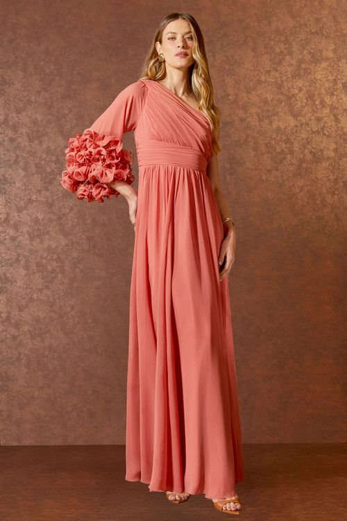 Vestido Longo Ombro Só Babados - Blush