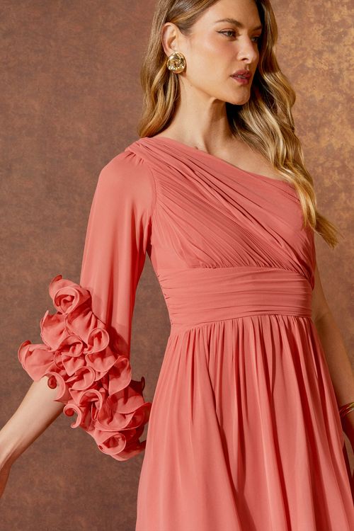 Vestido Longo Ombro Só Babados - Blush