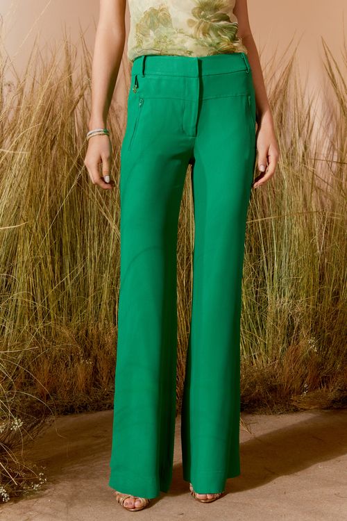 Calça Detalhe Zíper E Meia Argola