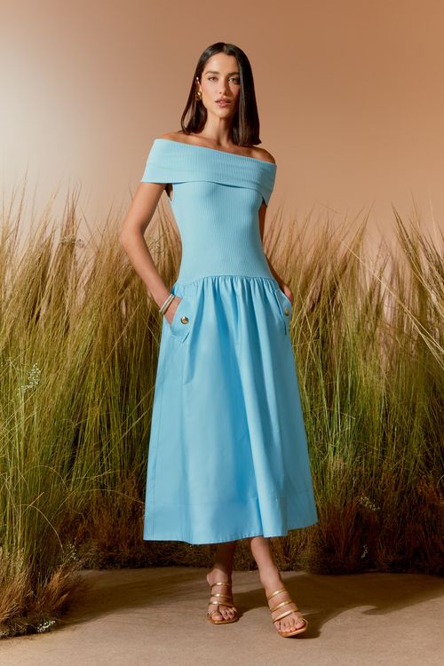 Vestido Midi Canelado Mix