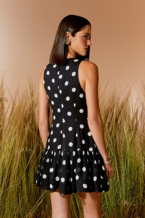 Vestido Curto Estampa Poa Black
