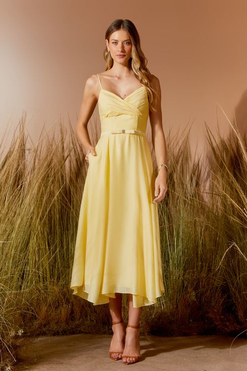 VESTIDO MIDI DECOTE TRANSPASSADO