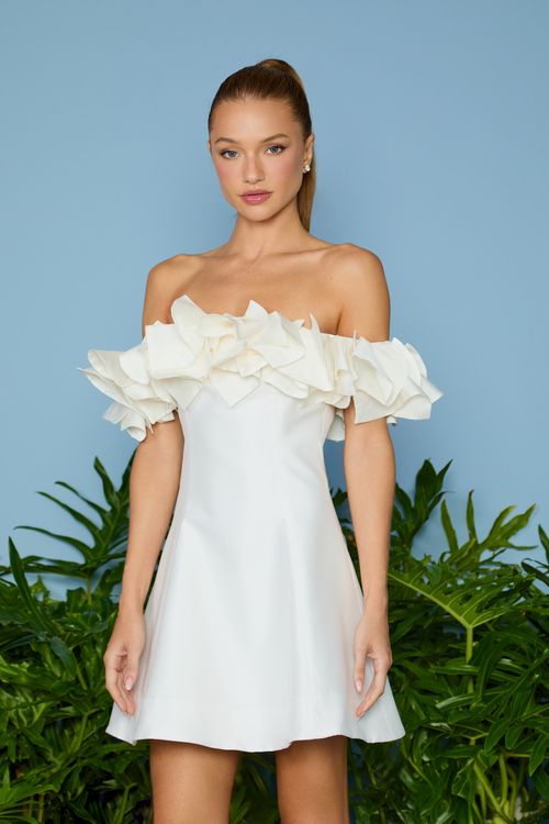 VESTIDO CURTO JACK BABADOS DECOTE