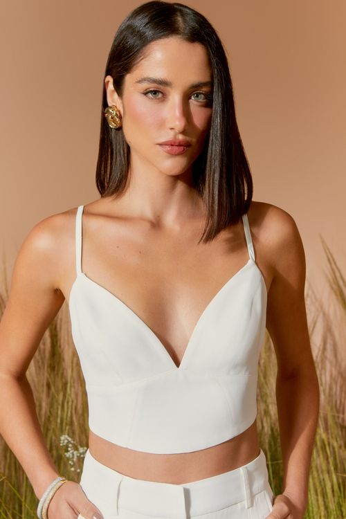 Top Crepe Decote V - Off White