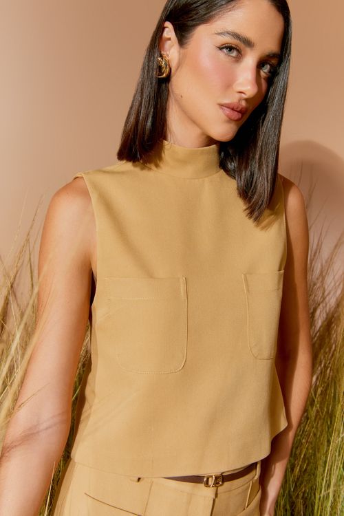 Blusa Gola Bolso Frente