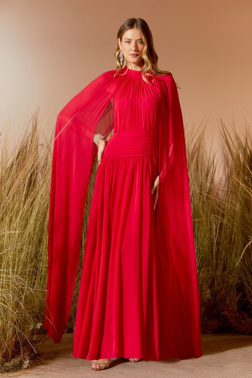 Vestido Longo Transparência Capa
