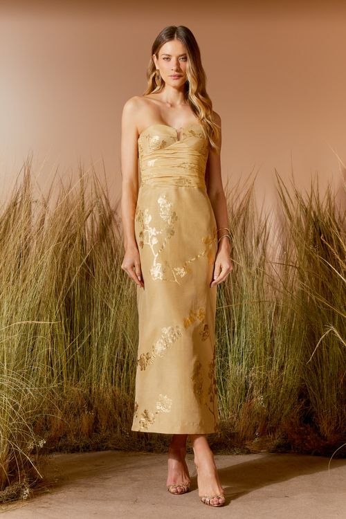 VESTIDO MIDI RUSTIC OURO