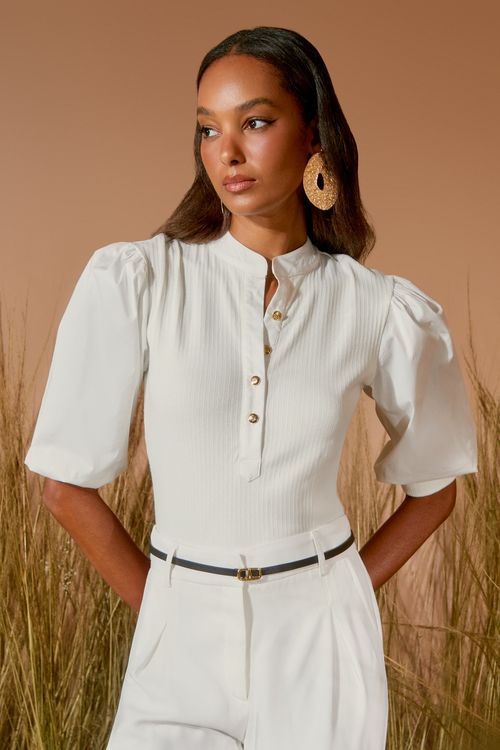 Blusa Polo Mix Tecidos